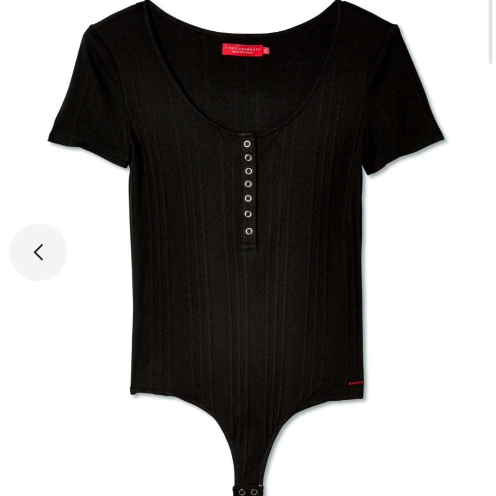 n:Philanthropy Galvin Bodysuit Black Snap Tee Top
